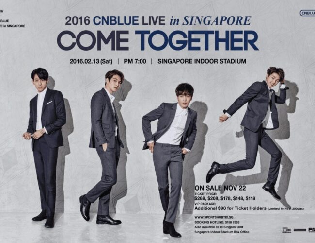 [UPCOMING EVENT] 2016 CNBLUE ‘COME TOGETHER’ in Singapore + Top 3 Song Picks