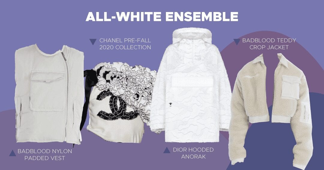 All-white ensemble in HYLT details